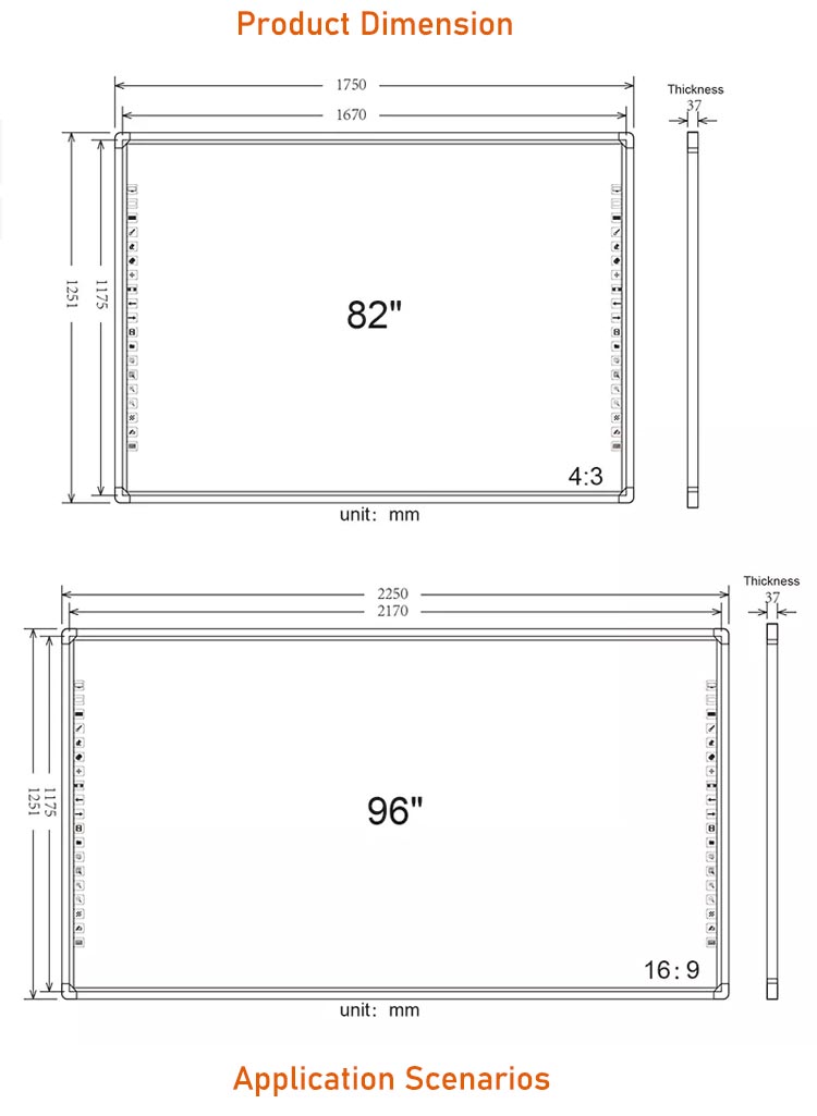 96 inch IR touch interactive electronic whiteboard